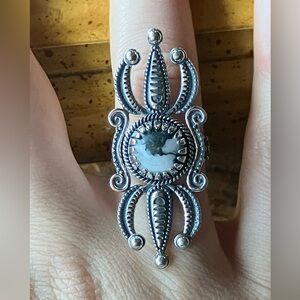 White Buffalo Turquoise Sterling Silver Ring Size 7
